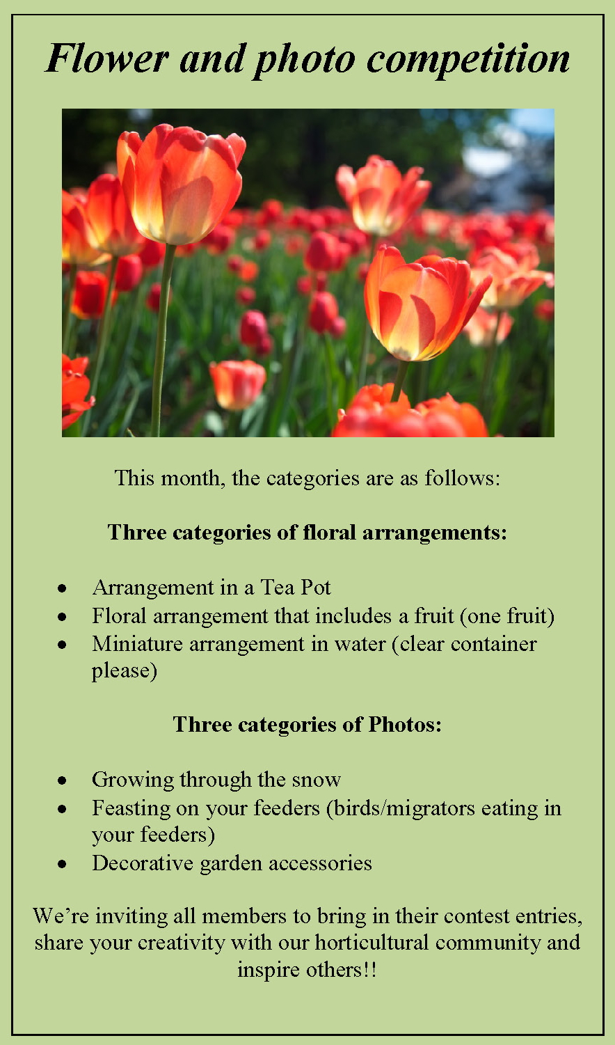 May 21 Meeting - Photo Competition 